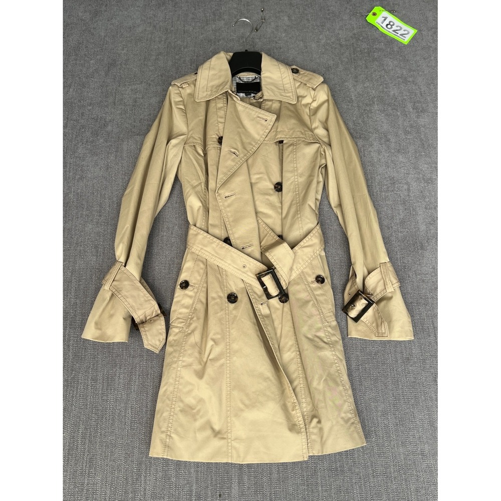 Banana Republic Limonta Trench Coat Womens S Beige Belted Waist Elephant Lining